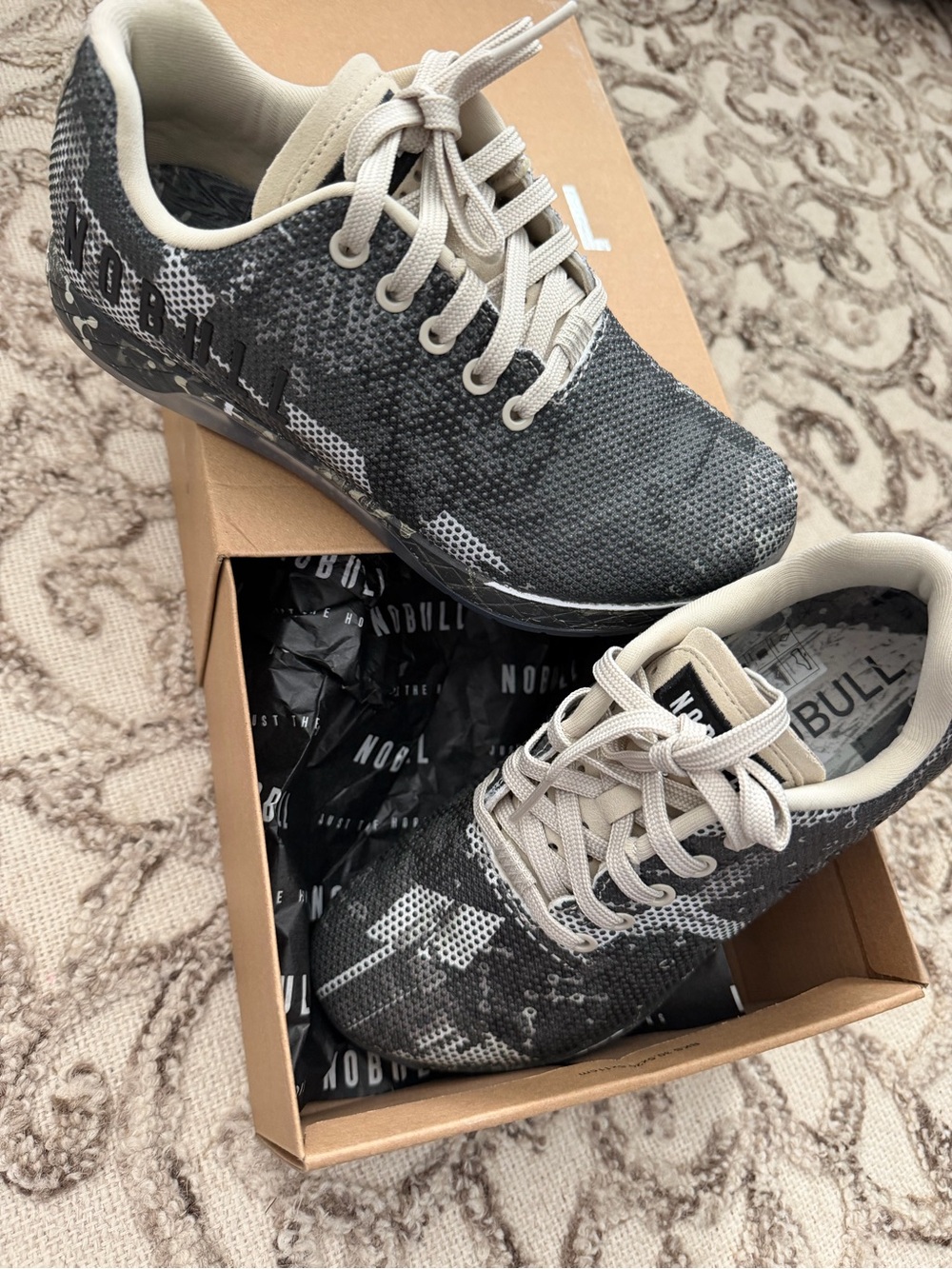 NOBULL Gray and Cream Knit Training Shoes